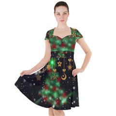 Christmas Star Jewellery Cap Sleeve Midi Dress With Pockets