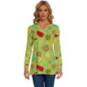 Art Fruits Pattern Long Sleeve Drawstring Hooded Top View1