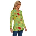 Art Fruits Pattern Long Sleeve Drawstring Hooded Top View3