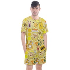Marillo Pastel Zkt, Aesthetic, Stickers, Yellow Men s Mesh T-shirt And Shorts Set
