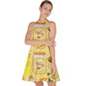 Marillo Pastel Zkt, Aesthetic, Stickers, Yellow Sleeveless Halter Neck A-Line Dress View2