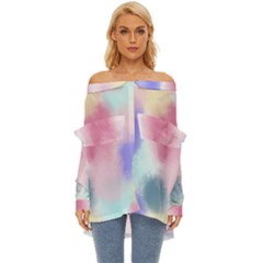 Pastel Ballons, Ballons, Off Shoulder Chiffon Pocket Shirt