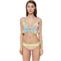 Pastel, Butterfly, Spring, Stripes, Low Cut Ruffle Edge Bikini Set View1