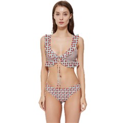 Kawaii Jam Pattern Aqua Low Cut Ruffle Edge Bikini Set