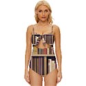Books Bookshelves Office Fantasy Background Artwork Book Cover Apothecary Book Nook Literature Libra Knot Front One-Piece Swimsuit View1