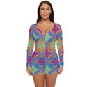 Colorful Flora Flora Kazakh Pattern Long Sleeve Boyleg Swimsuit View1