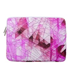 Pink Abstract Lineart 14  Vertical Laptop Sleeve Case With Pocket