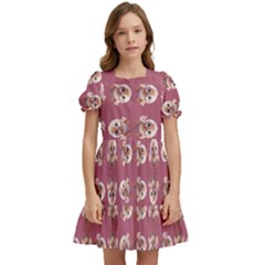 Whimsy Chickens Pattern Kids  Puff Sleeved Dress