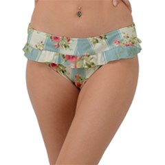 Stripes, Rose,  Texture, Flower, Paper Frill Bikini Bottoms