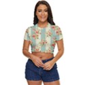 Stripes, Rose,  Texture, Flower, Paper Side Button Cropped T-Shirt View1