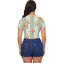 Stripes, Rose,  Texture, Flower, Paper Side Button Cropped T-Shirt View4