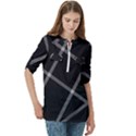 Stripes, Zigzag, Surface, Pattern, Women s Zip Front V-Neck 3/4 Sleeve Casual Top Pocket Shirt View3