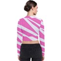 White Pink Stripes, Pattern Long Sleeve Zip Up Bomber Jacket View2