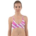 White Pink Stripes, Pattern Wrap Around Bikini Top View1