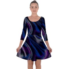 Multicolored Abstract Dynamic Shapes Print Quarter Sleeve Skater Dress