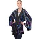 Multicolored abstract dynamic shapes print Long Sleeve Velvet Kimono  View1