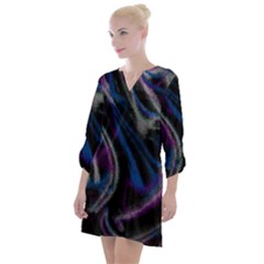 Multicolored Abstract Dynamic Shapes Print Open Neck Shift Dress