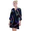 Multicolored abstract dynamic shapes print Open Neck Shift Dress View1