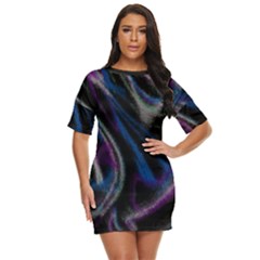 Multicolored Abstract Dynamic Shapes Print Just Threw It On Dress