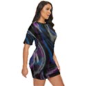 Multicolored abstract dynamic shapes print Just Threw It On Dress View3