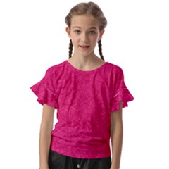 Pink Abstract Crimson Triangle Kids  Cut Out Flutter Sleeves