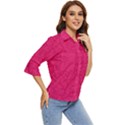 Pink Abstract Crimson Triangle Women s Quarter Sleeve Pocket Shirt View2