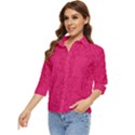 Pink Abstract Crimson Triangle Women s Quarter Sleeve Pocket Shirt View3