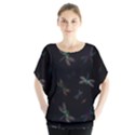 Background Pattern Dragonfly Batwing Chiffon Blouse View1