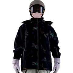 Background Pattern Dragonfly Women s Zip Ski And Snowboard Waterproof Breathable Jacket