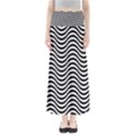 Black White Wave Pattern Wavy Water Seamless Full Length Maxi Skirt View1