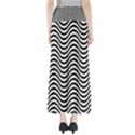 Black White Wave Pattern Wavy Water Seamless Full Length Maxi Skirt View2