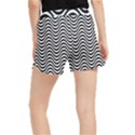 Black White Wave Pattern Wavy Water Seamless Women s Runner Shorts View2