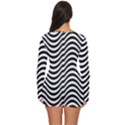 Black White Wave Pattern Wavy Water Seamless Long Sleeve Boyleg Swimsuit View4