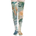 Leaves Pattern Flora Nature Thigh High Stockings View1