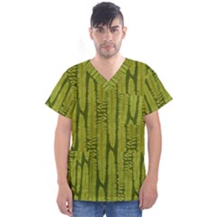 Fern Texture Nature Leaves Men s V-neck Scrub Top