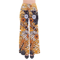 Leaf Yellow Point Flower White So Vintage Palazzo Pants