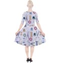 Pattern Seamless Texture Sewing Quarter Sleeve A-Line Dress With Pockets View2