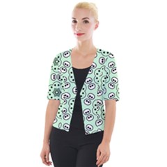 Texture Dots Pattern Cropped Button Cardigan