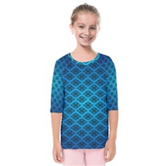 Pattern Texture Geometric Blue Kids  Quarter Sleeve Raglan T-shirt