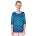 Pattern Texture Geometric Blue Kids  Quarter Sleeve Raglan T-Shirt View1
