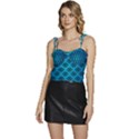 Pattern Texture Geometric Blue Flowy Camisole Tie Up Top View1