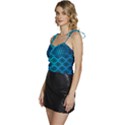 Pattern Texture Geometric Blue Flowy Camisole Tie Up Top View2