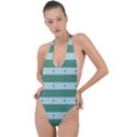 Pattern Triangle Backless Halter One Piece Swimsuit View1