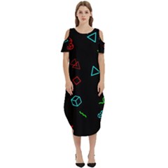 Amoled Cold Shoulder Loose Fit Dress With Pockets