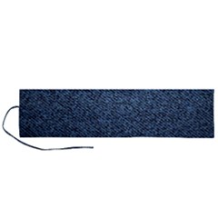 Blue Denim Fabric Roll Up Canvas Pencil Holder (l)