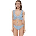 Blue Denim Texture, Macro Low Cut Ruffle Edge Bikini Set View1