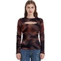 Brown Wool Texture Women s Cut Out Long Sleeve T-Shirt View1