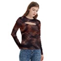 Brown Wool Texture Women s Cut Out Long Sleeve T-Shirt View3