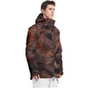 Brown Wool Texture Men s Multi Pockets Zip Ski and Snowboard Waterproof Breathable Jacket View3