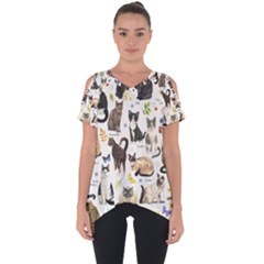 Cats, All, Collage, Cat Cut Out Side Drop T-shirt